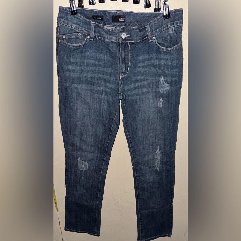 a.n.a Women's Distressed Blue Skinny Jeans